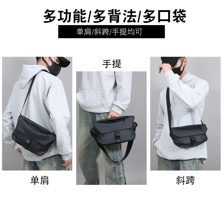 Black Crossbody Messenger Bag for Men — feature 5