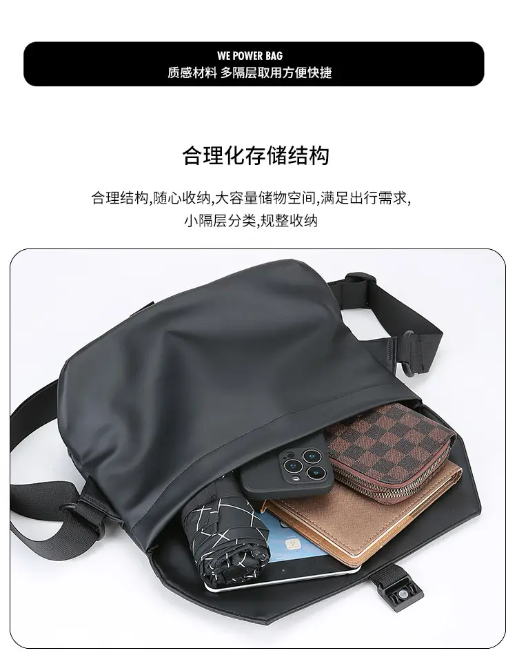 Black Crossbody Messenger Bag for Men — feature 8