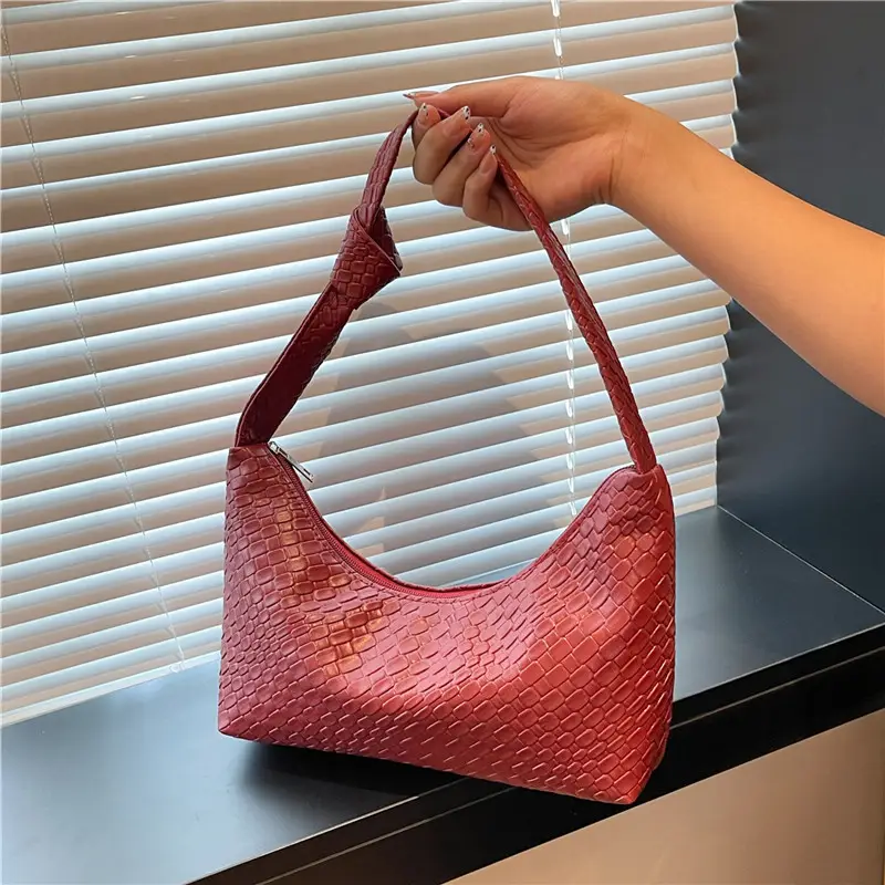 Women's Red Embossed Shoulder Bag 2025 - Image 6