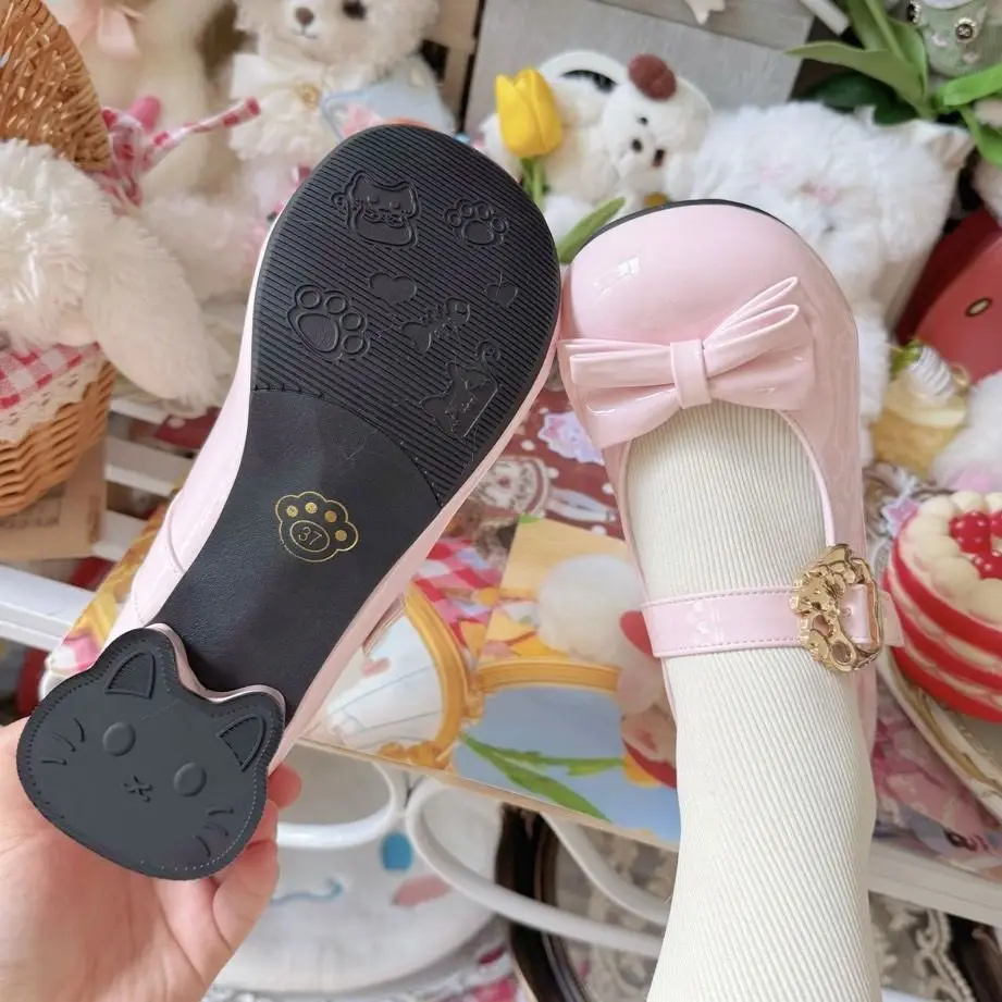 (Hug Cat) Original Versatile and Cute Lolita Shoes with Low Heels and Small Round Toes — feature 8