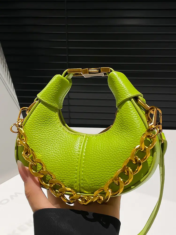 Green Frosted Chain Shoulder Bag for Women 2025