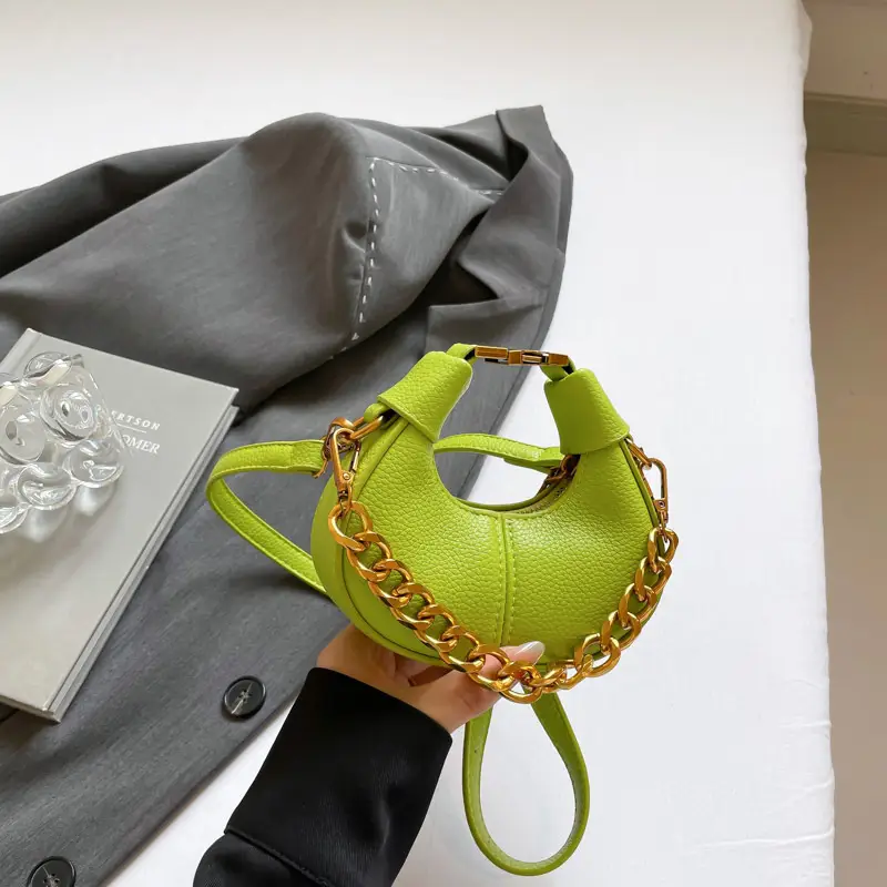 Green Frosted Chain Shoulder Bag for Women 2025
