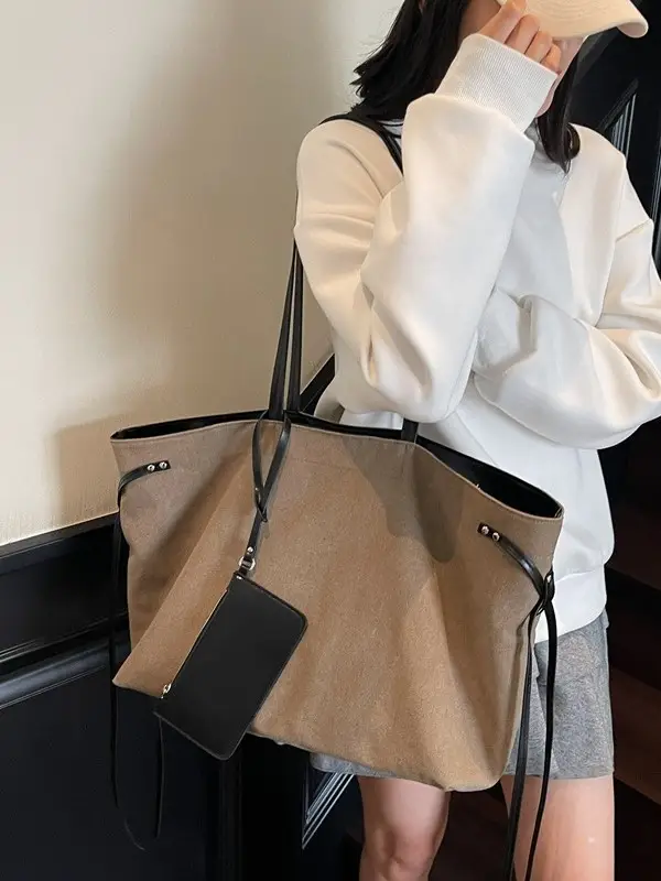 Women's Cross-Border Tote Bag with Underarm Strap & Leather Accents - Image 3