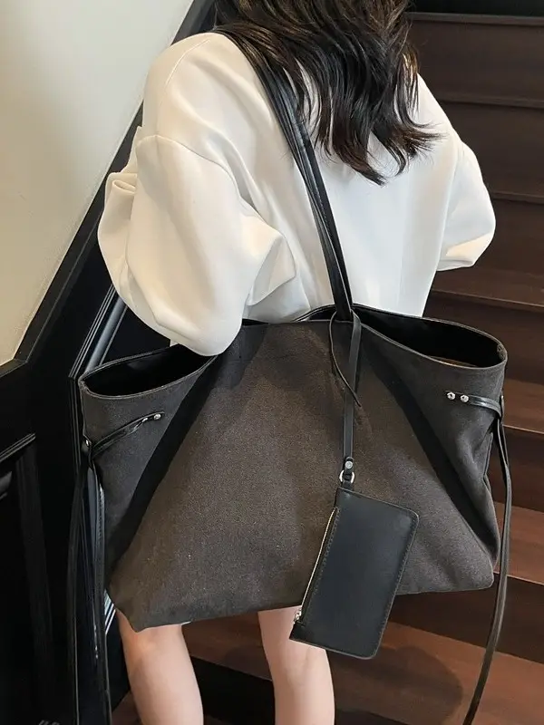 Women's Cross-Border Tote Bag with Underarm Strap & Leather Accents - Image 4