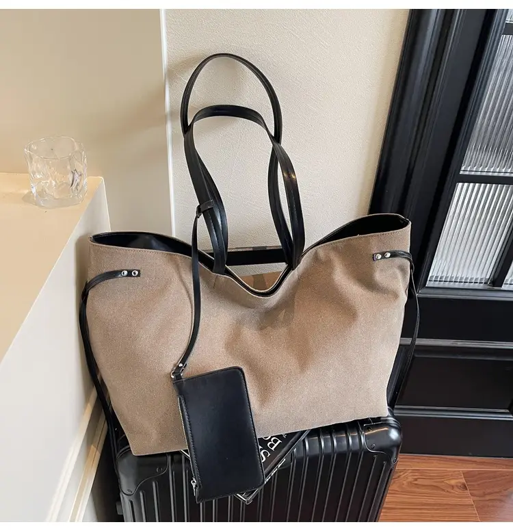 Women's Cross-Border Tote Bag with Underarm Strap & Leather Accents — feature 10