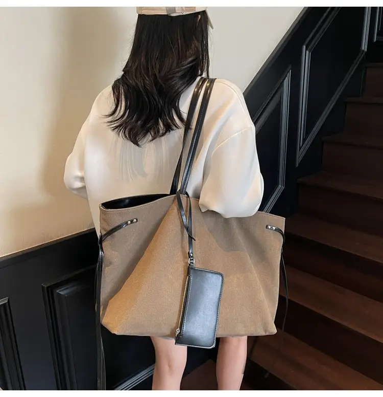 Women's Cross-Border Tote Bag with Underarm Strap & Leather Accents — feature 13