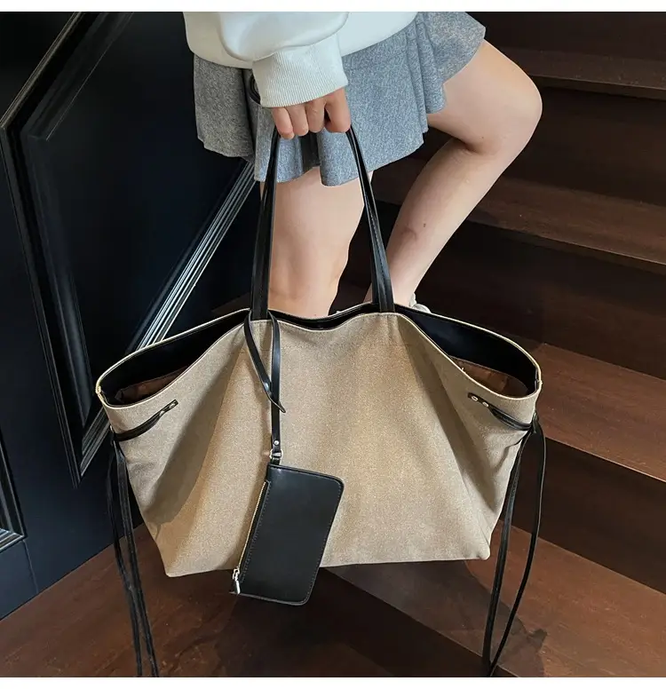 Women's Cross-Border Tote Bag with Underarm Strap & Leather Accents — feature 16