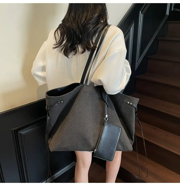 Women's Cross-Border Tote Bag with Underarm Strap & Leather Accents — feature 17