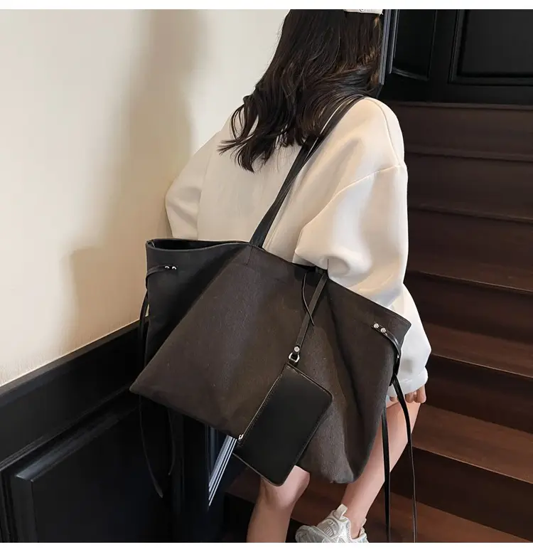 Women's Cross-Border Tote Bag with Underarm Strap & Leather Accents — feature 18