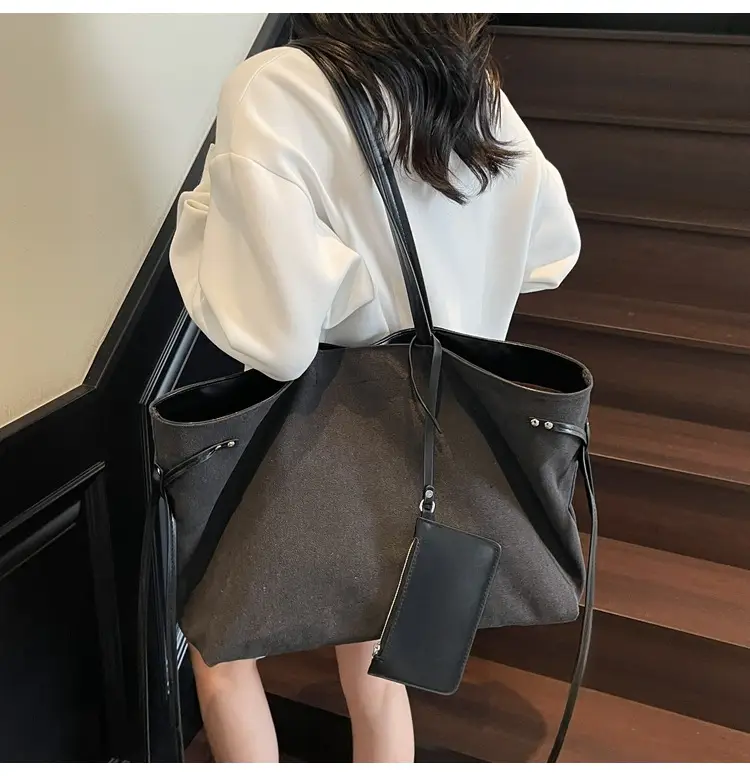 Women's Cross-Border Tote Bag with Underarm Strap & Leather Accents — feature 19