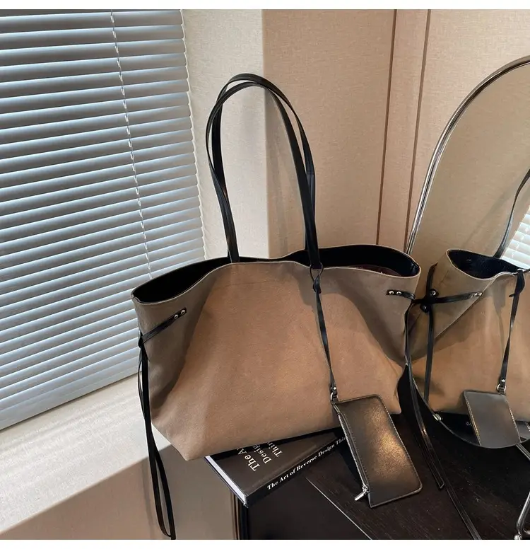 Women's Cross-Border Tote Bag with Underarm Strap & Leather Accents — feature 22