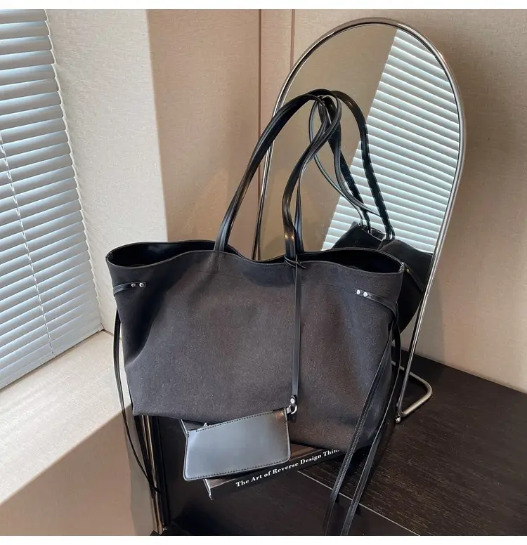 Women's Cross-Border Tote Bag with Underarm Strap & Leather Accents — feature 24