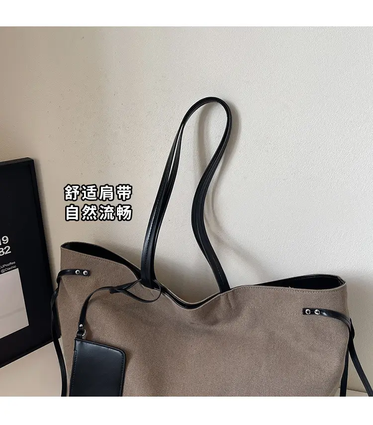 Women's Cross-Border Tote Bag with Underarm Strap & Leather Accents — feature 5