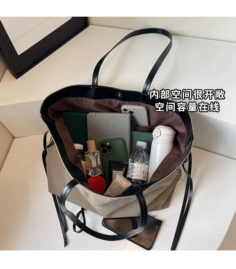Women's Cross-Border Tote Bag with Underarm Strap & Leather Accents — feature 7