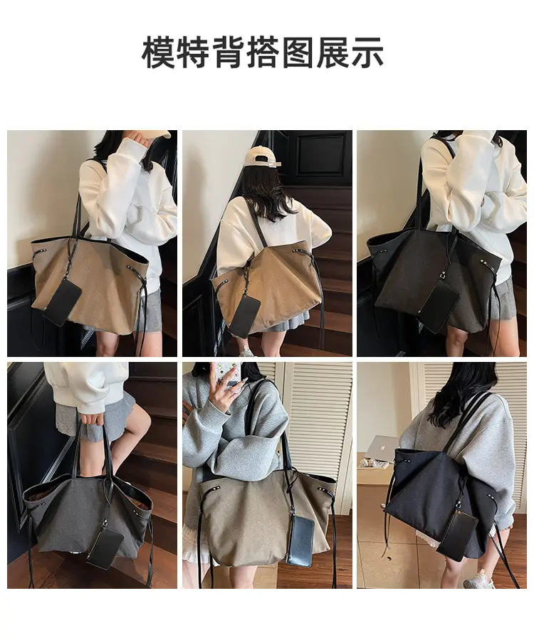 Women's Cross-Border Tote Bag with Underarm Strap & Leather Accents — feature 8