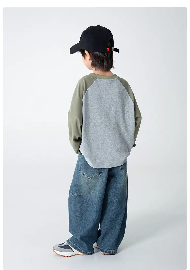2025 Boys Raglan Sleeve T-Shirt Set Blue White Gray — feature 10