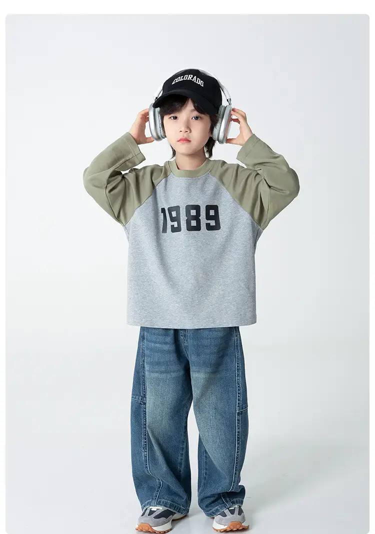 2025 Boys Raglan Sleeve T-Shirt Set Blue White Gray — feature 11