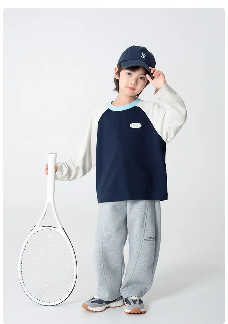 2025 Boys Raglan Sleeve T-Shirt Set Blue White Gray — feature 13