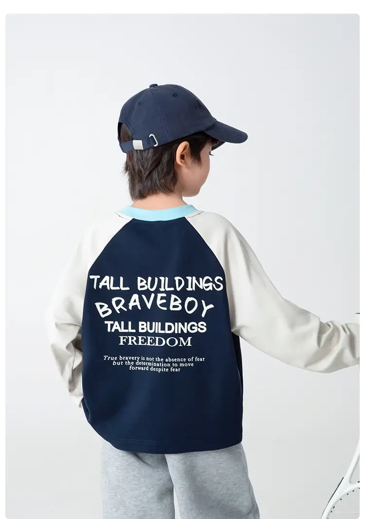 2025 Boys Raglan Sleeve T-Shirt Set Blue White Gray — feature 14