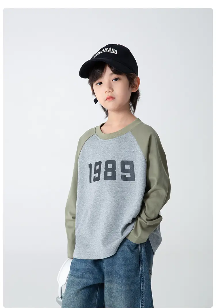 2025 Boys Raglan Sleeve T-Shirt Set Blue White Gray — feature 9