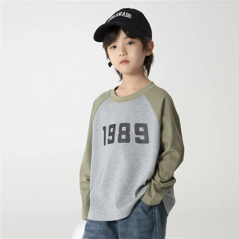 2025 Boys Raglan Sleeve T-Shirt Set Blue White Gray - Image 2