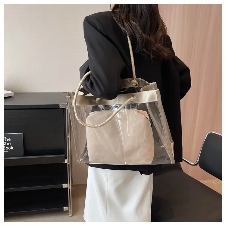 Transparent Waterproof Pvc Mother-in-Law Bag Satchel Small Square Bag Summer New Versatile Shoulder Bag Simple Women's Bag — feature 11