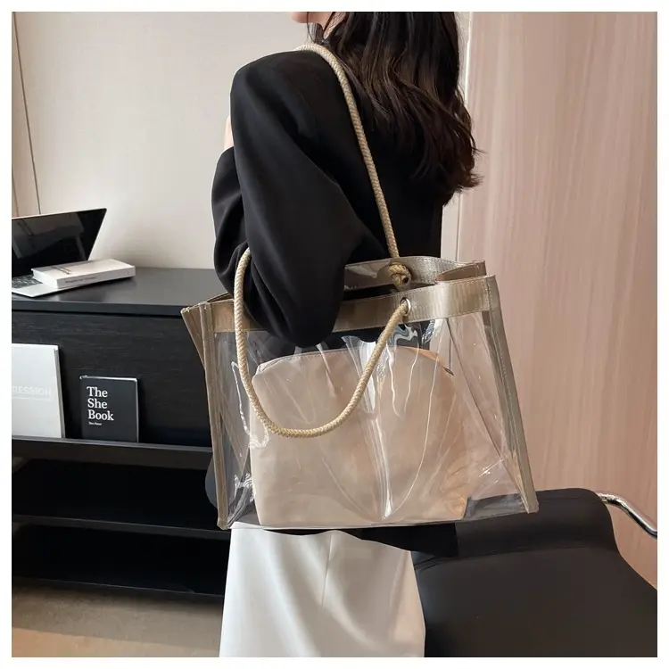 Transparent Waterproof Pvc Mother-in-Law Bag Satchel Small Square Bag Summer New Versatile Shoulder Bag Simple Women's Bag — feature 12