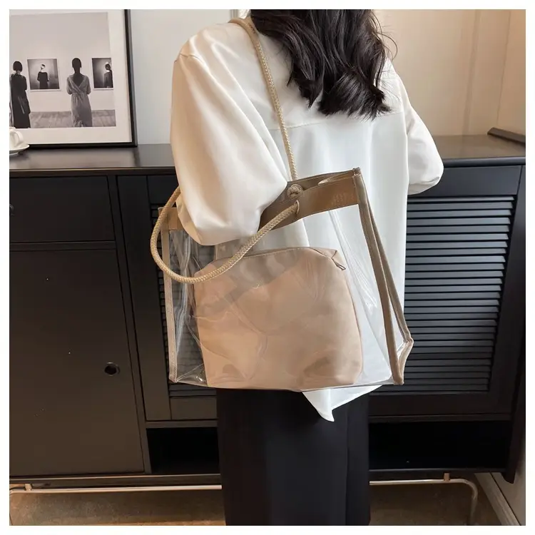 Transparent Waterproof Pvc Mother-in-Law Bag Satchel Small Square Bag Summer New Versatile Shoulder Bag Simple Women's Bag — feature 15