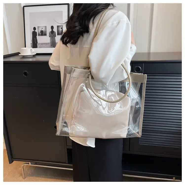 Transparent Waterproof Pvc Mother-in-Law Bag Satchel Small Square Bag Summer New Versatile Shoulder Bag Simple Women's Bag — feature 17