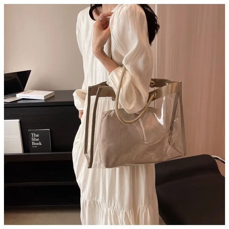 Transparent Waterproof Pvc Mother-in-Law Bag Satchel Small Square Bag Summer New Versatile Shoulder Bag Simple Women's Bag — feature 20