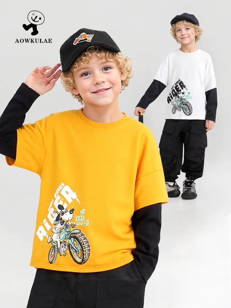 Blue Motorcycle Graphic Kids T-Shirt Long Sleeve - Image 4