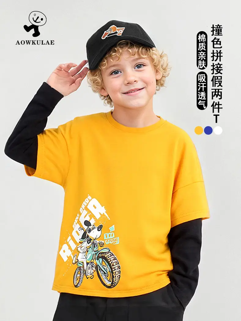 Blue Motorcycle Graphic Kids T-Shirt Long Sleeve - Image 6
