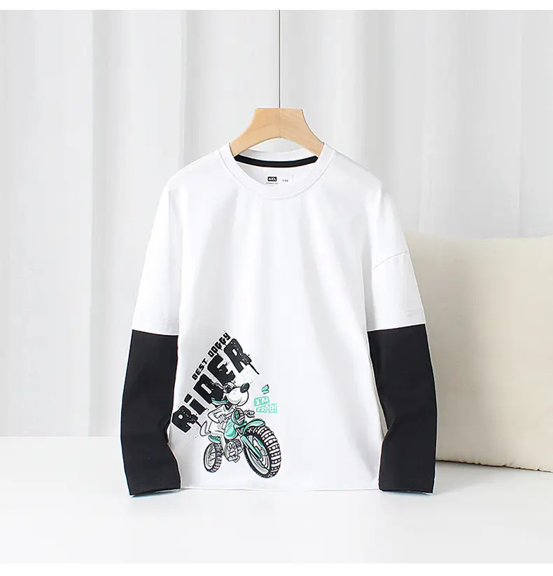 Blue Motorcycle Graphic Kids T-Shirt Long Sleeve — feature 13
