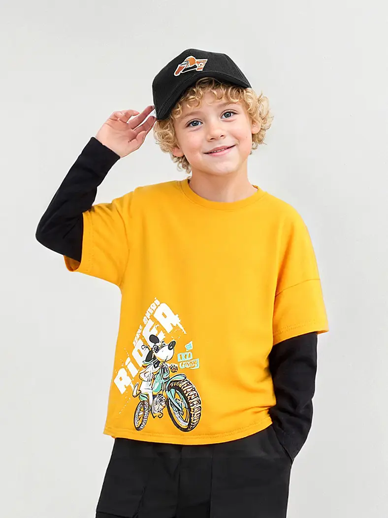 Blue Motorcycle Graphic Kids T-Shirt Long Sleeve — feature 2