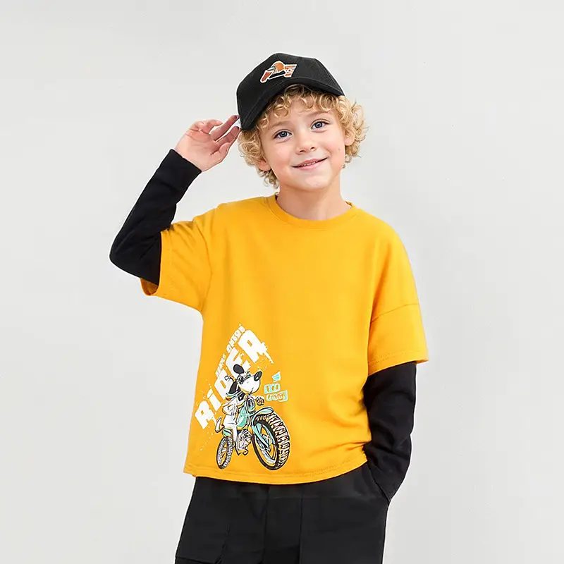 Blue Motorcycle Graphic Kids T-Shirt Long Sleeve - Image 2