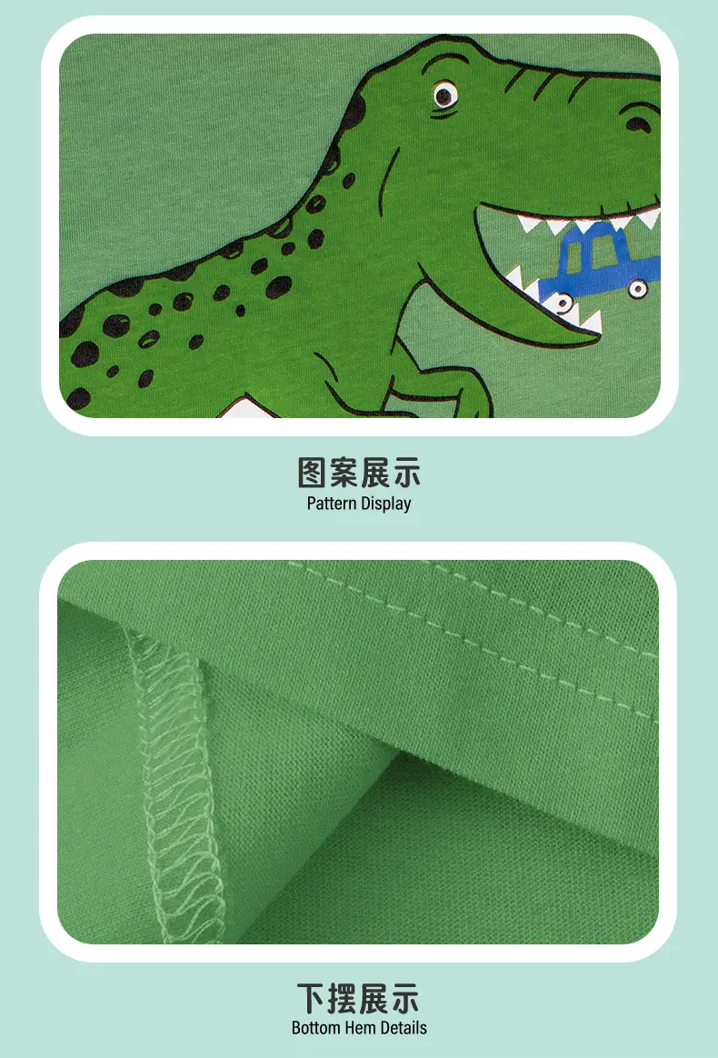 Green Cartoon Dinosaur T-Shirt for Boys — feature 8