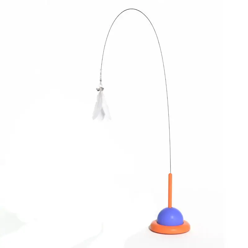 Suction Cup Feather Cat Teaser Wand Cat Toy Bite-Resistant Steel Wire Long Rod Dual-Use Kitten Supplies Pet Cat
