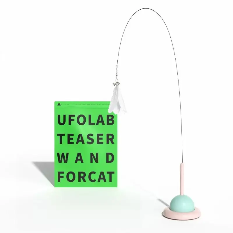 Suction Cup Feather Cat Teaser Wand Cat Toy Bite-Resistant Steel Wire Long Rod Dual-Use Kitten Supplies Pet Cat