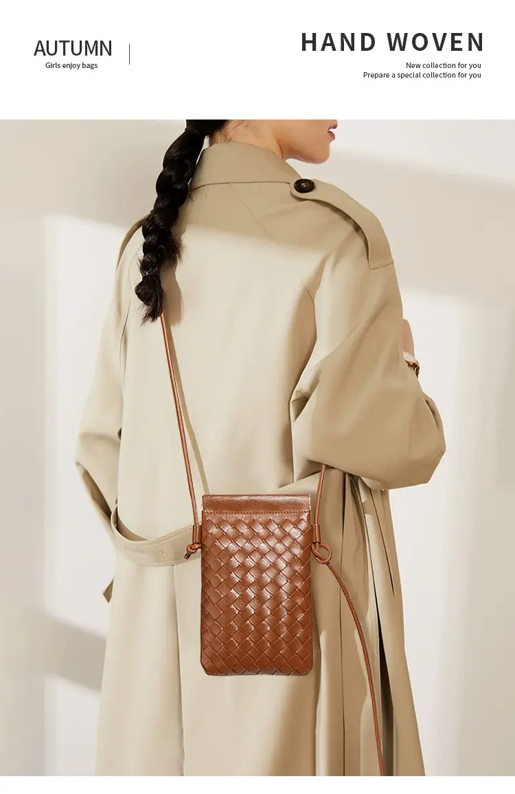 Trendy Mini Phone Bag for Women Handwoven Leather Purse — feature 3