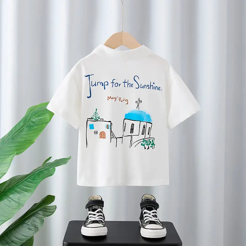 2025 Boys White Polo Shirt with Sunflower Print - Image 2