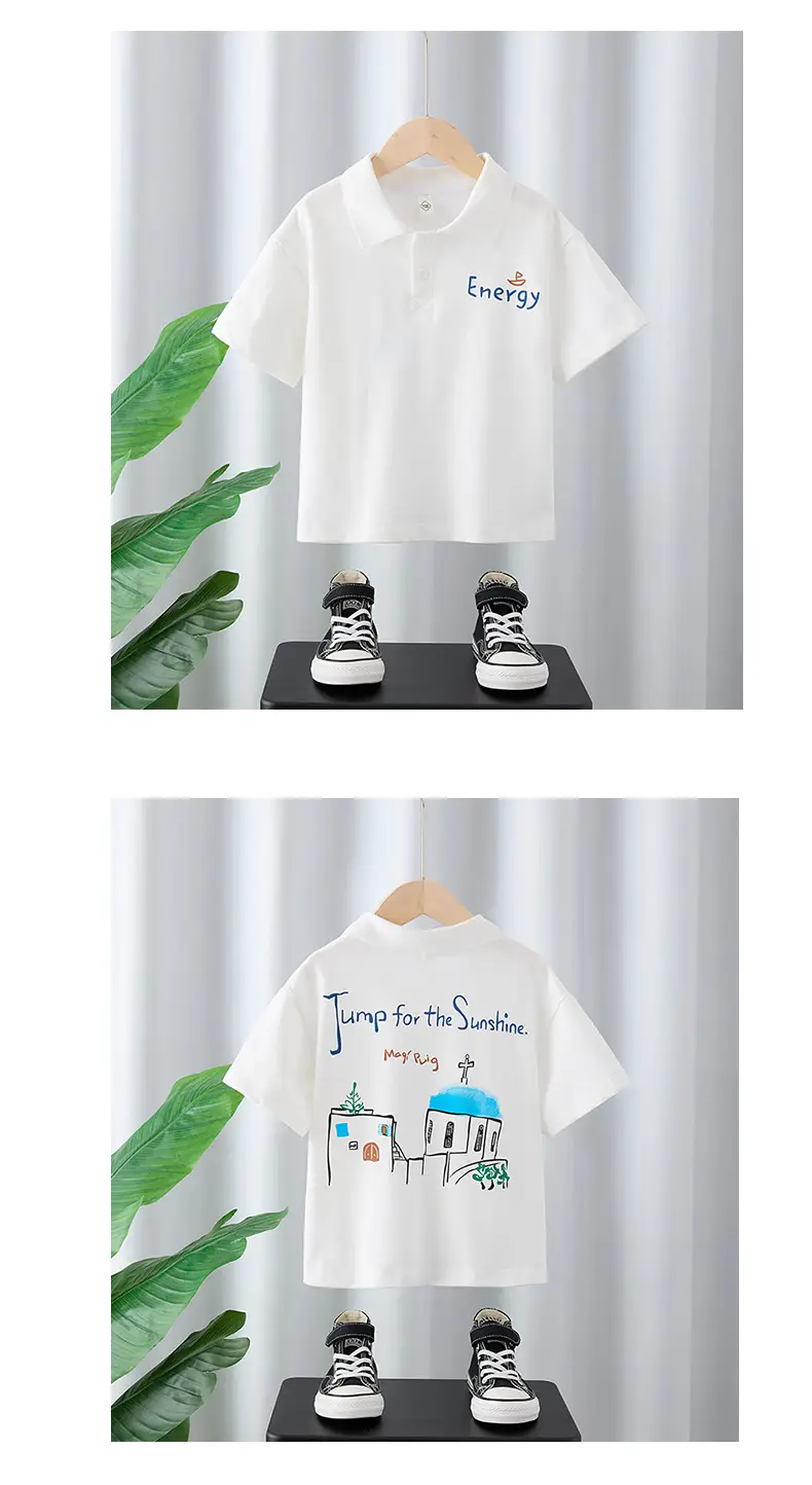 2025 Boys White Polo Shirt with Sunflower Print — feature 4