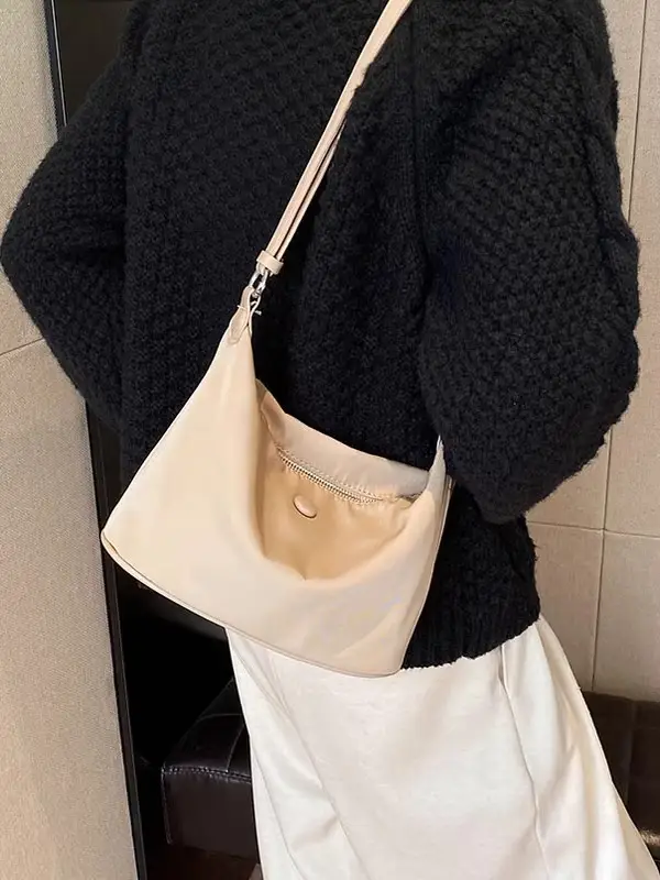 Women's Beige Nylon Shoulder Bag 2025 New Design - Image 6