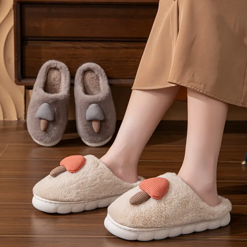 Autumn and Winter Cute Cotton Slippers for Men and Women at Home Indoor Thick-Soled Cartoon Soft-Soled Warm Plush Couple Furry Slippers - Image 8