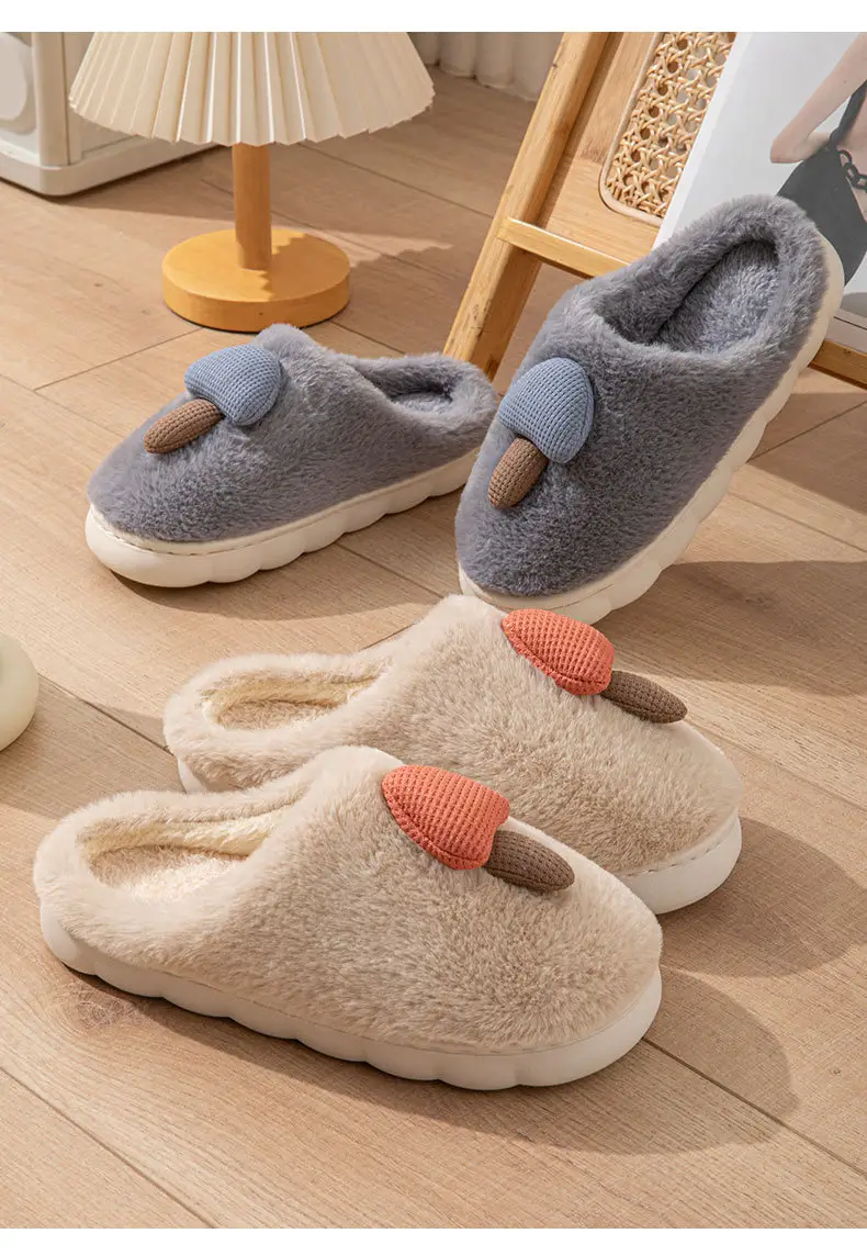 Autumn and Winter Cute Cotton Slippers for Men and Women at Home Indoor Thick-Soled Cartoon Soft-Soled Warm Plush Couple Furry Slippers — feature 3