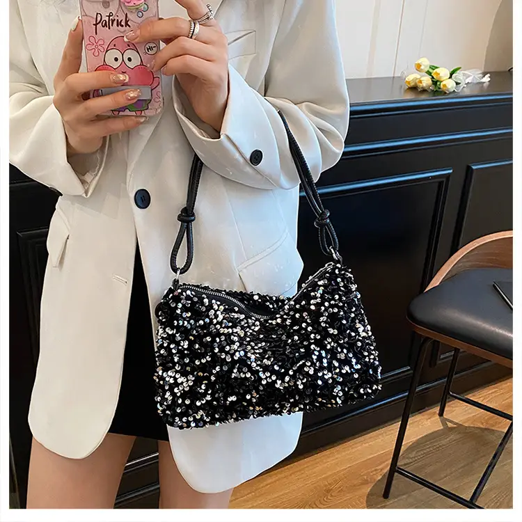 Black Sequin Shoulder Bag 2025 Women's Casual Stylish — feature 18