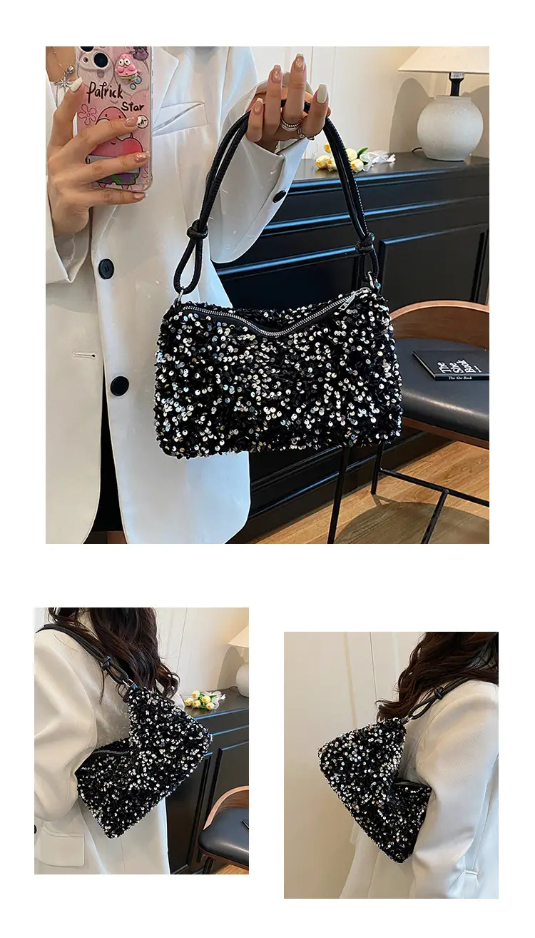 Black Sequin Shoulder Bag 2025 Women's Casual Stylish — feature 9