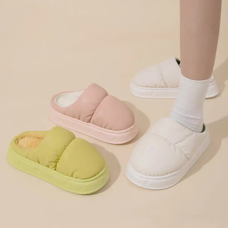Pink Waterproof Cotton Slippers for Men Winter 2025