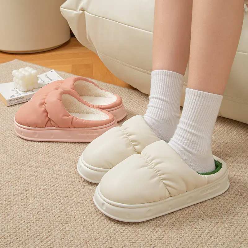 Pink Waterproof Cotton Slippers for Men Winter 2025