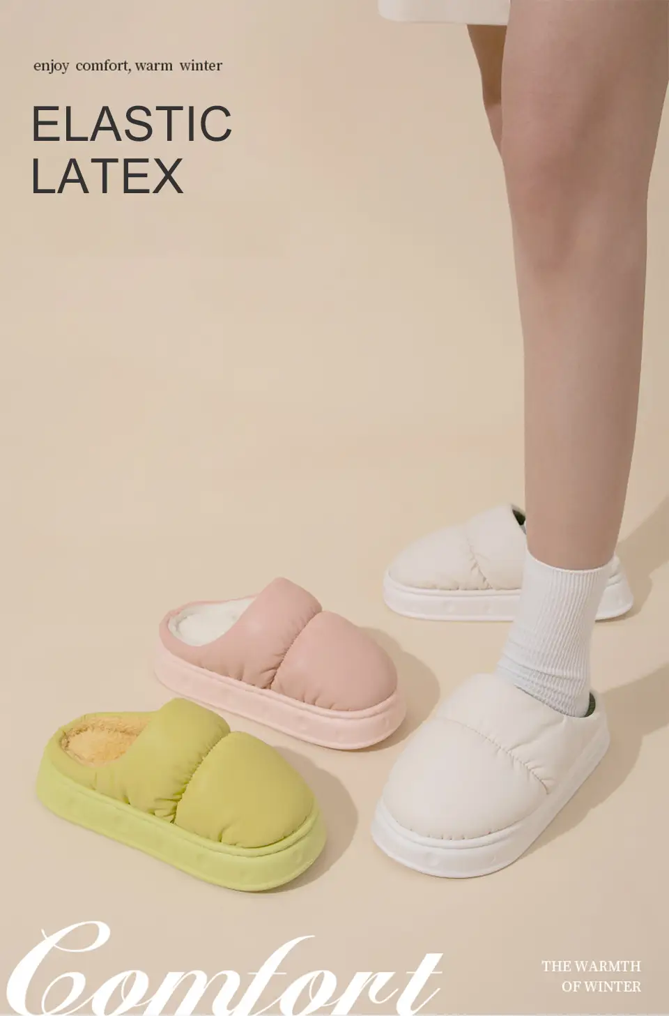 Pink Waterproof Cotton Slippers for Men Winter 2025 — feature 1