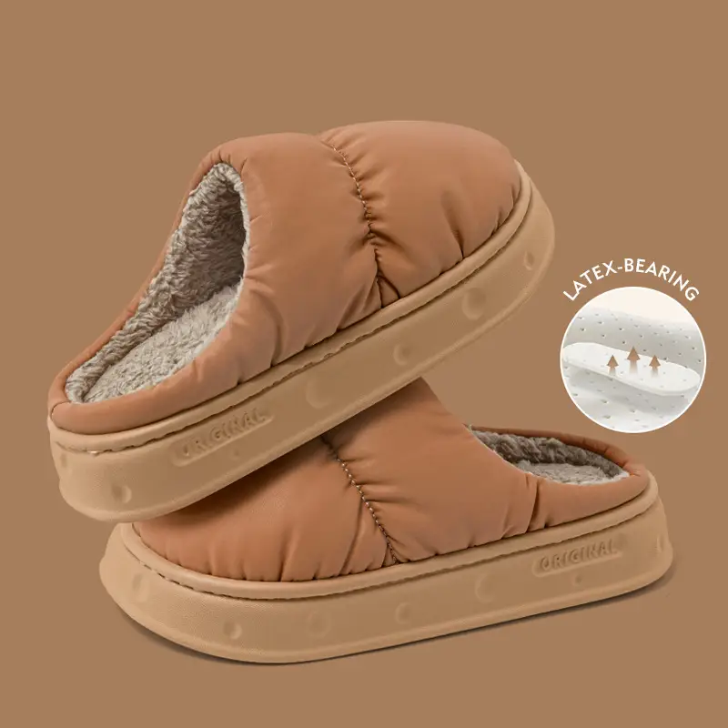 Pink Waterproof Cotton Slippers for Men Winter 2025